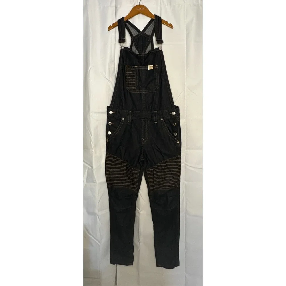 True Religion M Y2K Denim Overalls Moto Biker Carpenter Workwear Grunge 37x31